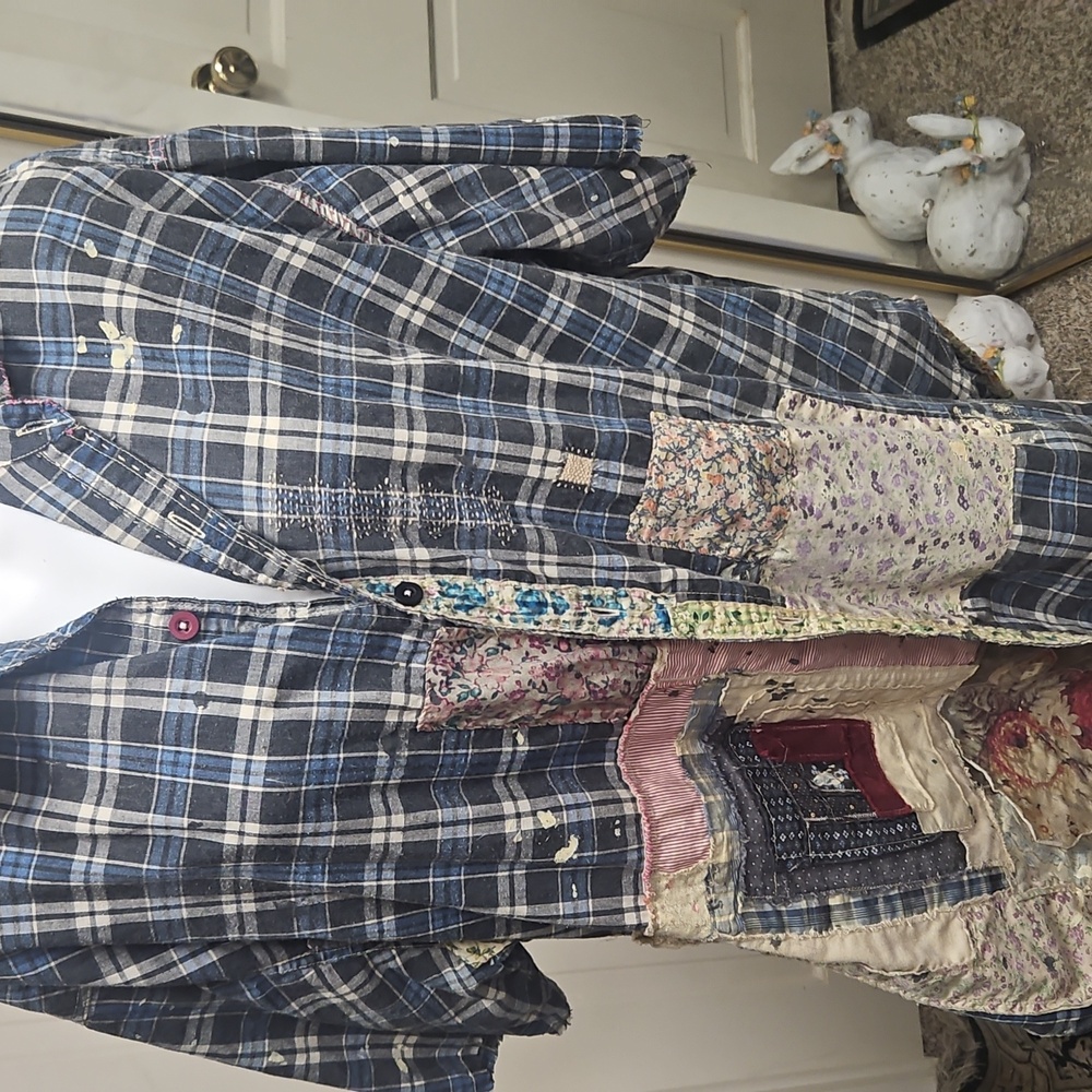 Magnolia Pearl Pena Plaid Patchwork flannel Work Shirt